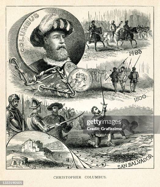 christopher columbus italian explorer 1896 - cristobal colon stock illustrations