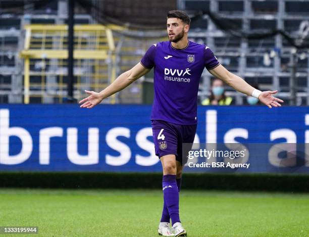 Wesley Hoedt of Anderlecht during the Jupiler Pro League match between Anderlecht and Seraing at Lotto Park on August 8, 2021 in Brussel, Belgium