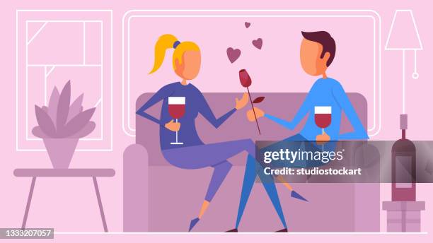 ilustrações, clipart, desenhos animados e ícones de dia dos namorados em casa - valentines day home