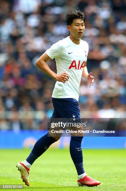 Heung-Min Son of Tottenham Hotspur during The MIND Series match between Tottenham Hotspur and Arsenal at Tottenham Hotspur Stadium on August 08, 2021...