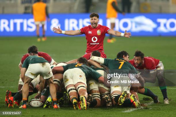 Ali Price of the British & Irish Lions at the back of the scrum during the 3rd Test between South Africa and the British & Irish Lions at FNB Stadium...