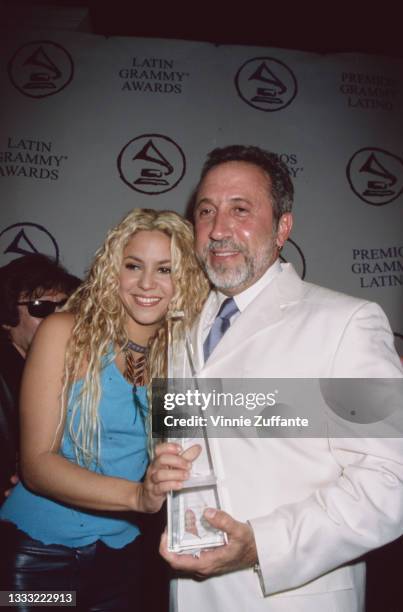 Colombian singer and songwriter Shakira and Cuban American musician and producer Emilio Estefan attend the 1st Latin Recording Academy Person of the...