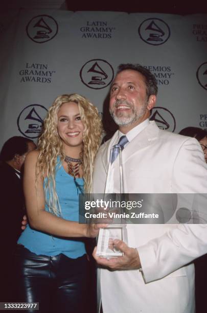 Colombian singer and songwriter Shakira and Cuban American musician and producer Emilio Estefan attend the 1st Latin Recording Academy Person of the...
