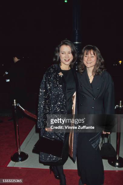 American-Canadian actress Jennifer Tilly and her sister American-Canadian actress Meg Tilly attend the Beverly Hills premiere of 'Shakespeare in...