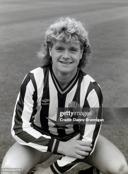 Newcastle United player Paul Gascoigne pictured at the pre season photo call ahead of the 1985/86 season at St James' Park in July, 1985 in Newcastle...