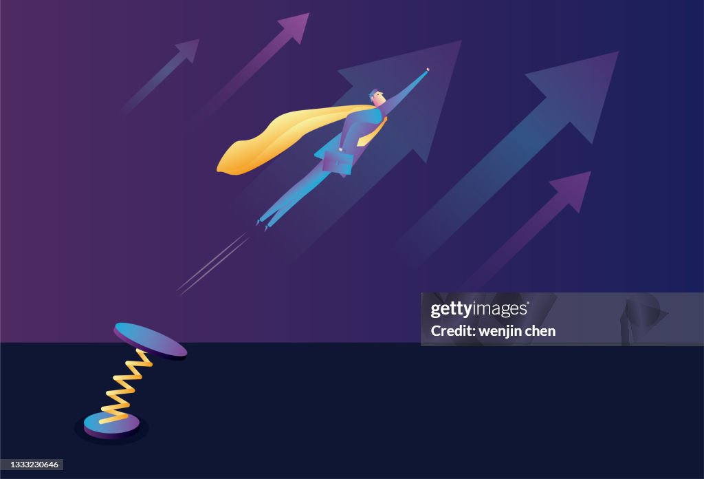 Coil springs help Superman take off upwards