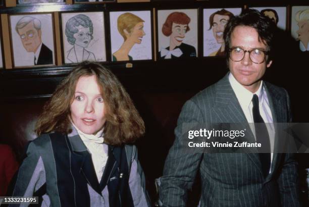 American actress Diane Keaton and American actor Warren Beatty attend the 47th New York Film Critics Circle Awards, held at Sardi's restaurant in New...