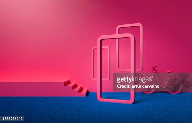 abstract scenario in contemporary minimal style, 3d computer generated image - girly wallpapers stock-fotos und bilder