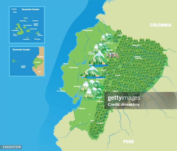 ecuador map - ecuador map stock illustrations