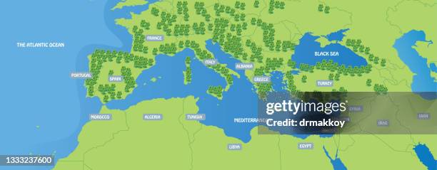 mediterranean map - mediterranean sea map stock illustrations