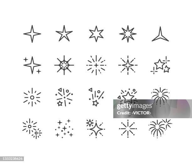 stockillustraties, clipart, cartoons en iconen met sparkles icons - classic line series - firework display