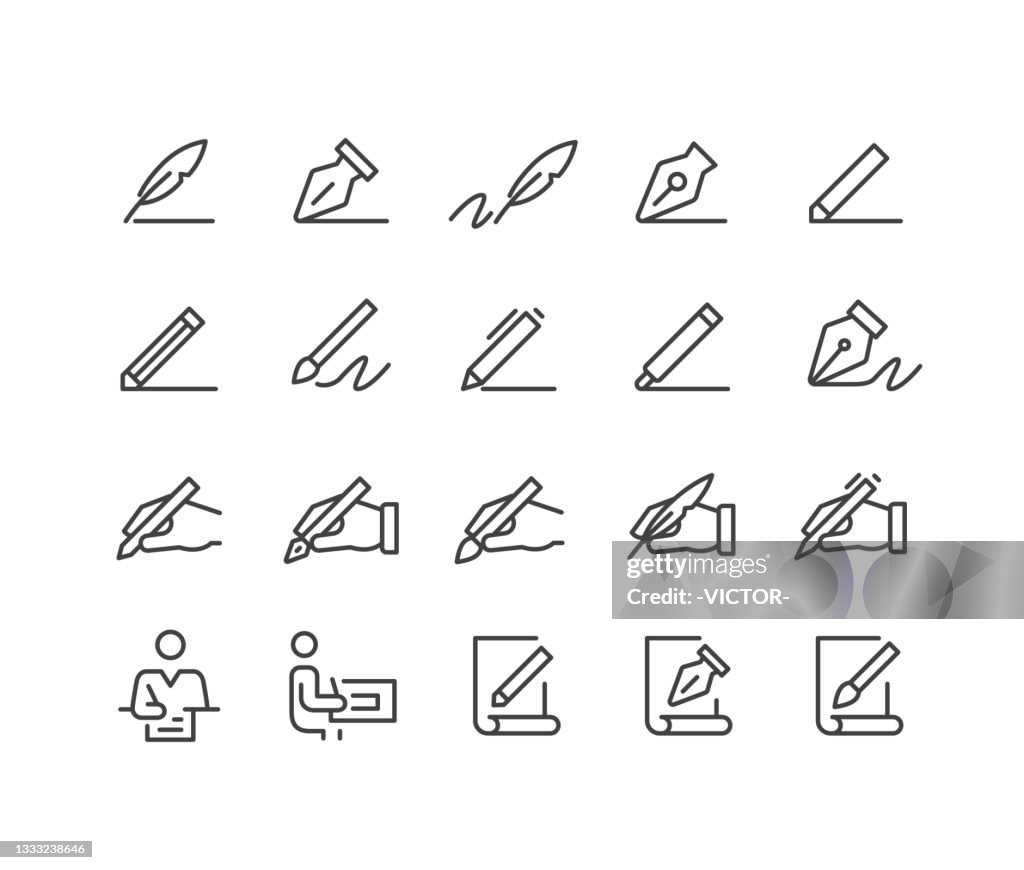 Iconos de escritura y dibujo - Classic Line Series