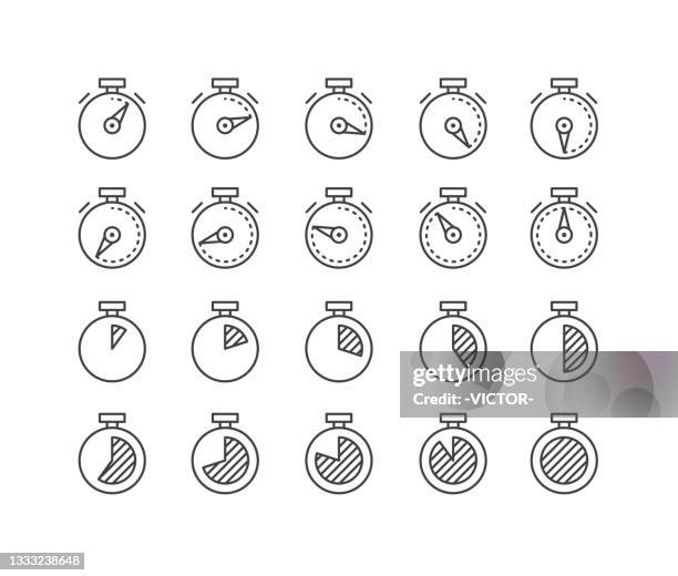ilustrações de stock, clip art, desenhos animados e ícones de stopwatch icons - classic line series - ponteiro dos minutos