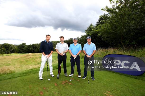 Andrew Strauss and the Royal London team during the PCA England legends Golf Day at The Grove on August 09, 2021 in Watford, England.