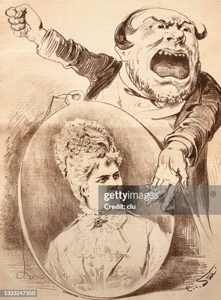 theater director announces a new female pearl - caricature stock illustrations