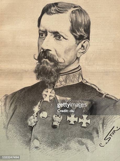 franz von uchatius, austrian general - 1871 stock illustrations