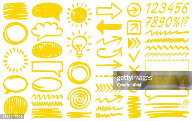 stockillustraties, clipart, cartoons en iconen met hand drawn design elements - marker