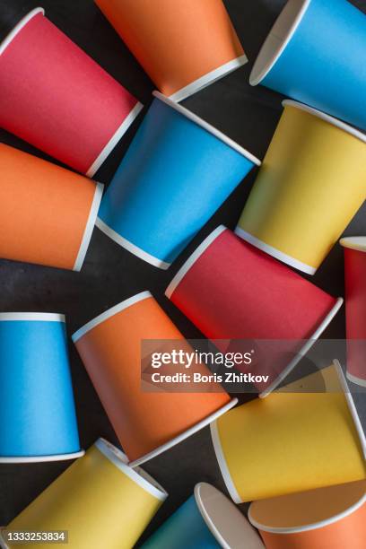 disposable cups. - coffee cup disposable stock pictures, royalty-free photos & images