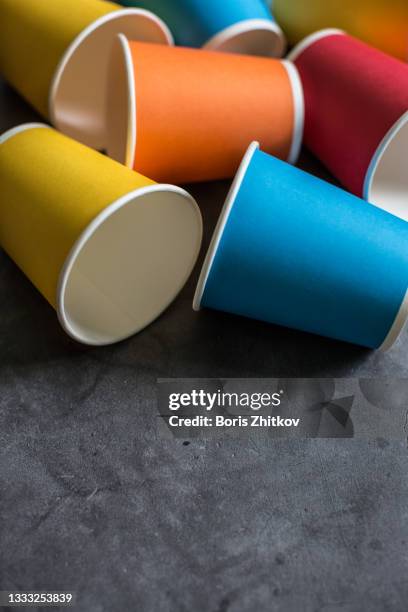 disposable cups. - coffee cup disposable stock pictures, royalty-free photos & images