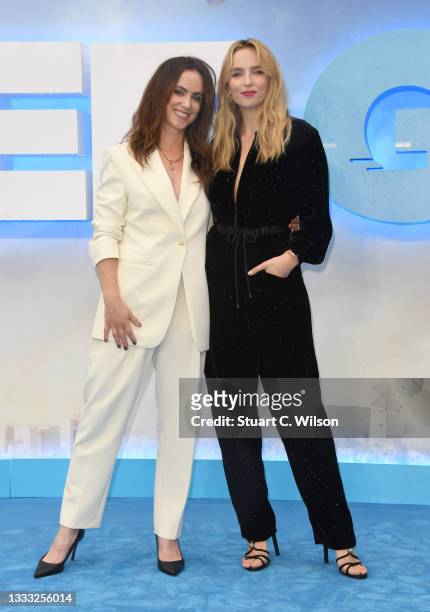 Amy Manson and Jodie Comer attend the "Free Guy" UK premiere at Cineworld Leicester Square on August 09, 2021 in London, England.