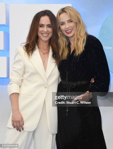 Amy Manson and Jodie Comer attend the "Free Guy" UK premiere at Cineworld Leicester Square on August 09, 2021 in London, England.