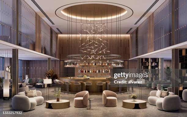 豪華なホテルロビーのデジタル生成画像 - architecture restaurant interior ストックフォトと画像