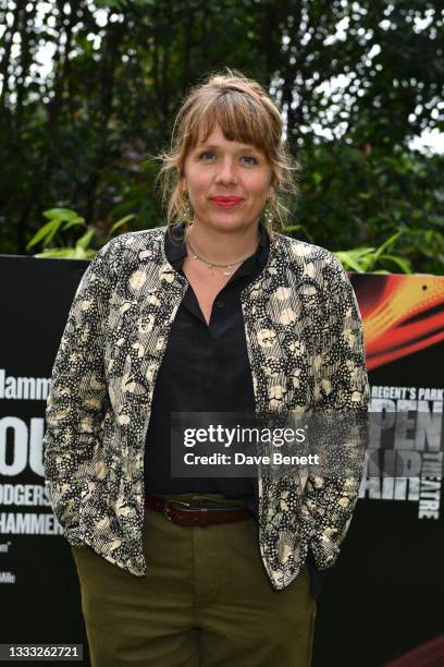 Kerry Godliman attends the press night performance of "Carousel" at Regent's Park Open Air Theatre on August 09, 2021 in London, England.