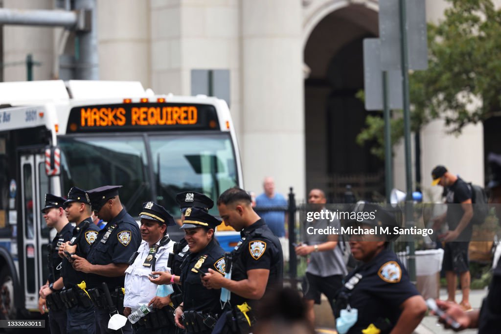 People Gather At City Hall To Protest Against Vaccine Mandates In New York City