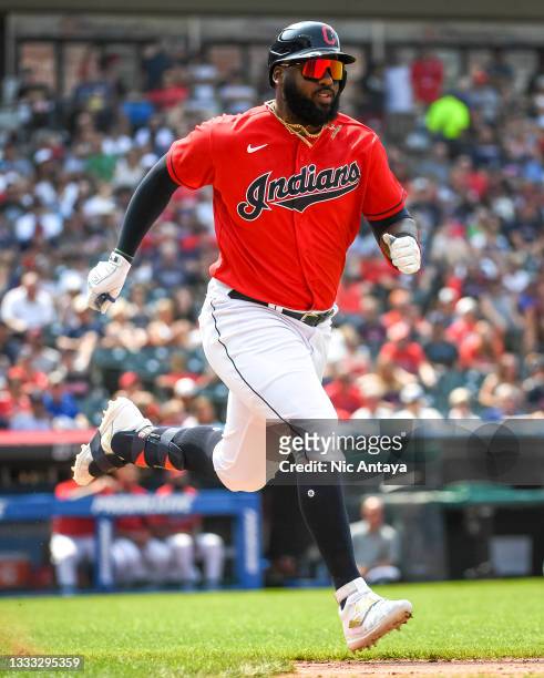 Franmil Reyes of the Cleveland Indians in action against the Detroit  News Photo - Getty Images