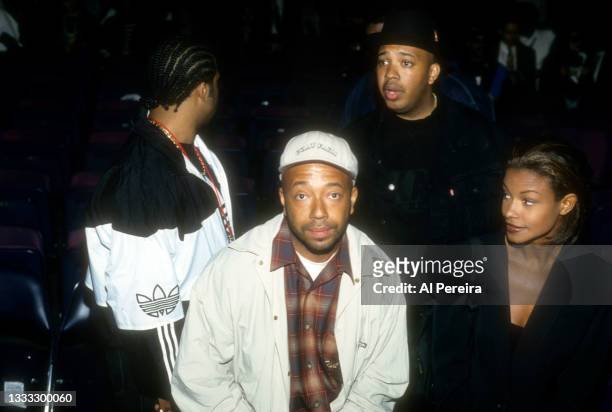 Russell Simmons, Veronica Webb and Rapper Run of Run-DMC appear The Source Awards at The Paramount Theater At Madison Square Garden on April 25, 1994...