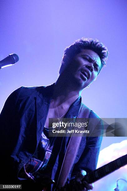 Dougy Mandagi of The Temper Trap performs on night two of KROQ Almost Acoustic Christmas at Gibson Amphitheatre on December 12, 2010 in Universal...