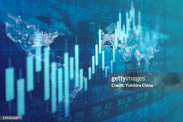 global stock market and trading board - chart moving up stock pictures, royalty-free photos & images
