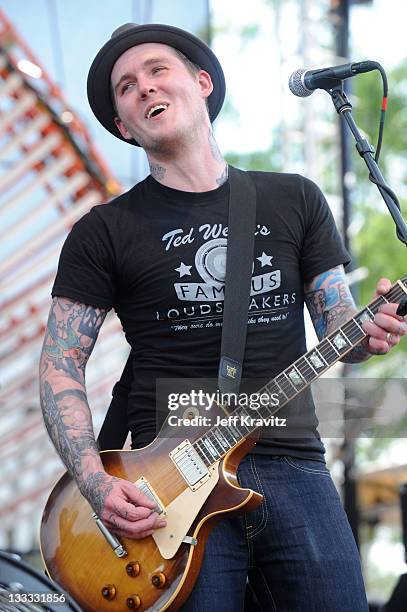 Brian Fallon of The Gaslight Anthem perform onstage during Bonnaroo 2010 at Which Stage on June 11, 2010 in Manchester, Tennessee.