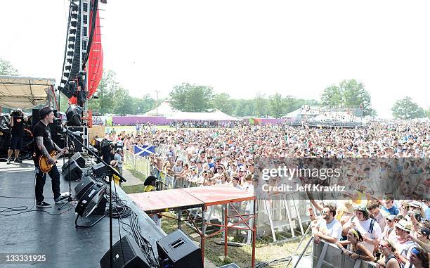 The Gaslight Anthem perform onstage during Bonnaroo 2010 at Which Stage on June 11, 2010 in Manchester, Tennessee.