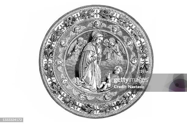 roundel by luca and andrea della robbia - roundel stock illustrations