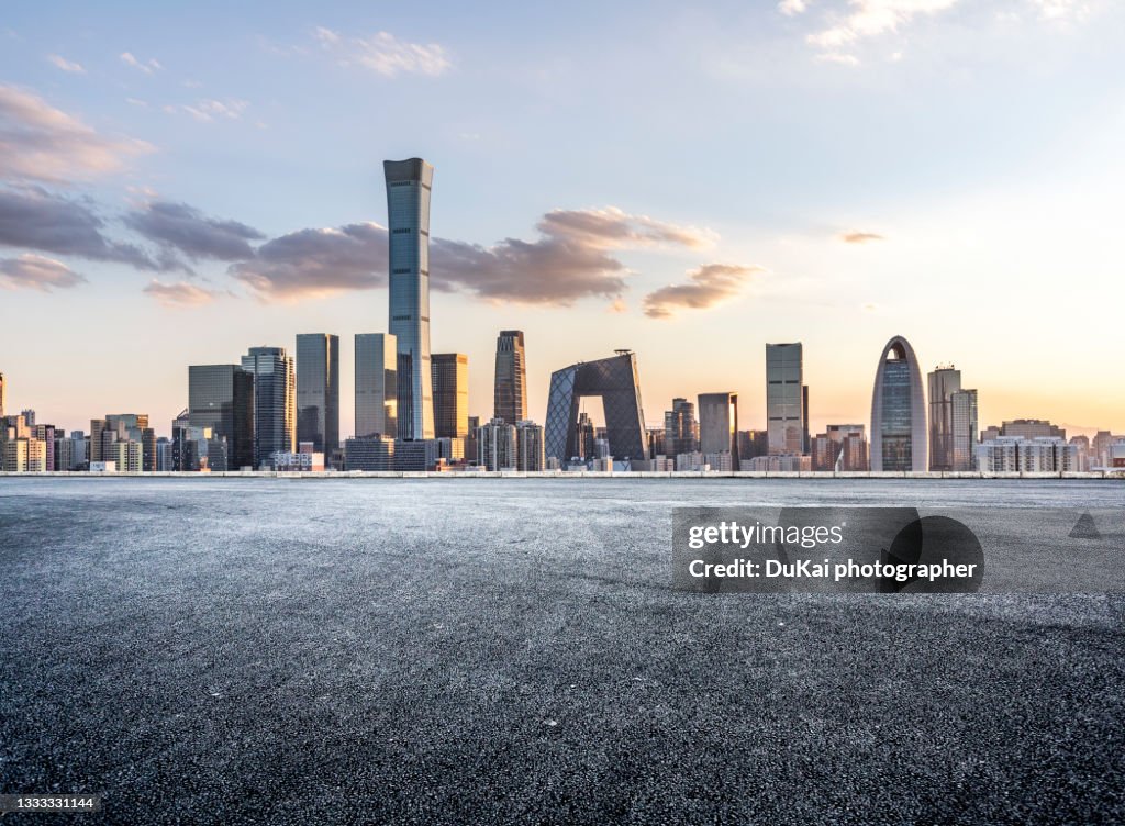 Empty Road in beijing cbd