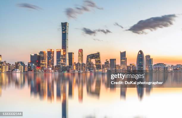 beijing central business district - lagos skyline - fotografias e filmes do acervo