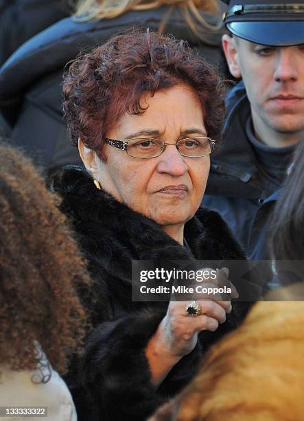 Heavy D's mother Eulahlee Lee attends the funeral service for Heavy D at Grace Baptist Church on November 18, 2011 in Mount Vernon, New York.