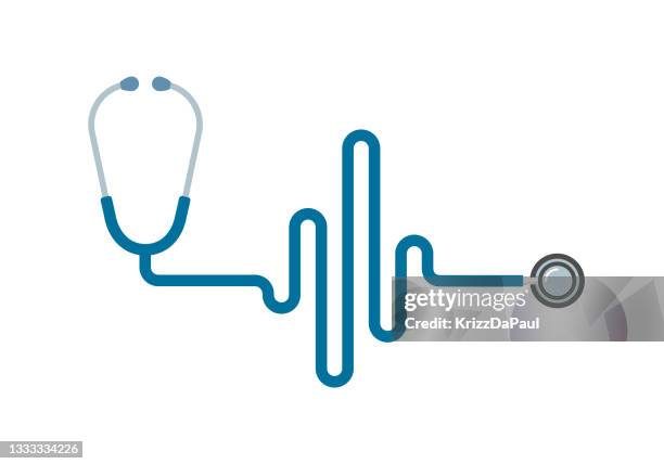 stethoscope - listening to heartbeat stock illustrations