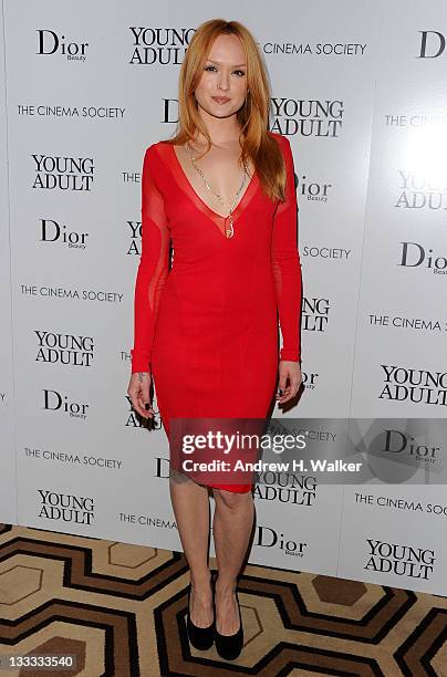 Actress Kaylee DeFer attends the Cinema Society & Dior Beauty screening of "Young Adult" at the Tribeca Grand Screening Room on November 18, 2011 in...