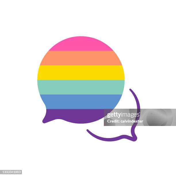 rainbow flag speech bubble - empathy understanding stock illustrations