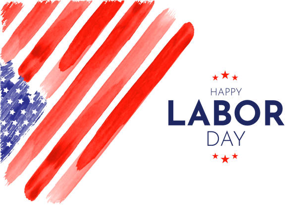 Happy Labor Day card. Watercolor USA flag. Vector