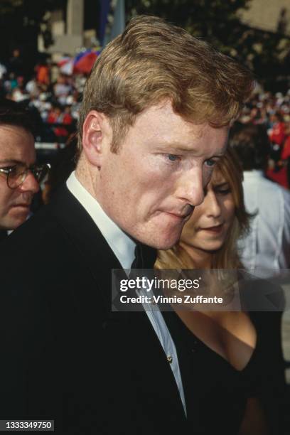 American comedian and talk show host Conan O'Brien attends the 48th Annual Primetime Emmy Awards, held at the Pasadena Civic Auditorium in Pasadena,...