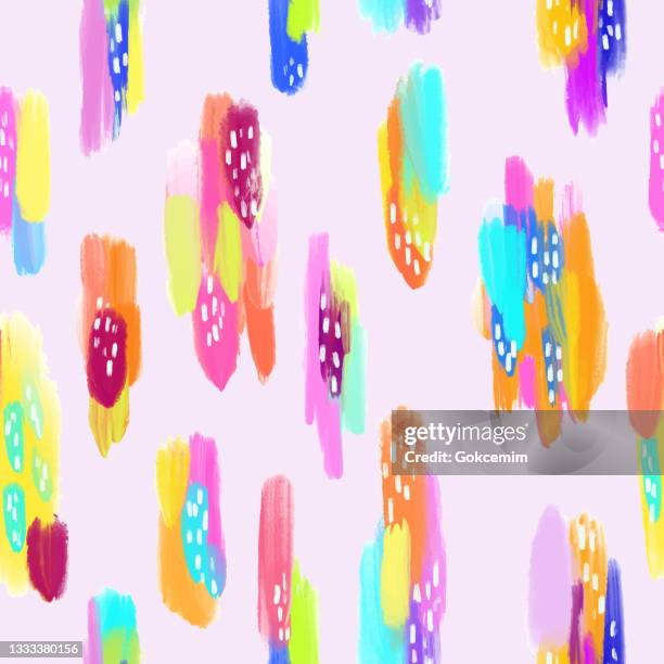 abstract trendy hand drawn seamless pattern with color brush strokes. brush strokes, grunge, sketch, graffiti, paint, watercolor, sketch. - crayon art stock illustrations