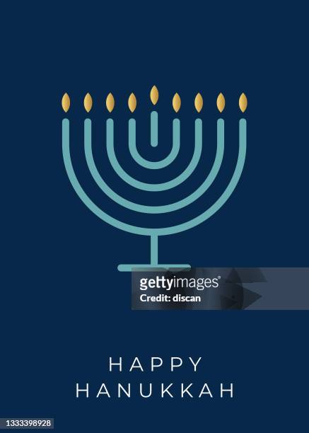 ilustraciones, imágenes clip art, dibujos animados e iconos de stock de feliz plantilla de tarjeta hanukkah. - vela equipo de iluminación