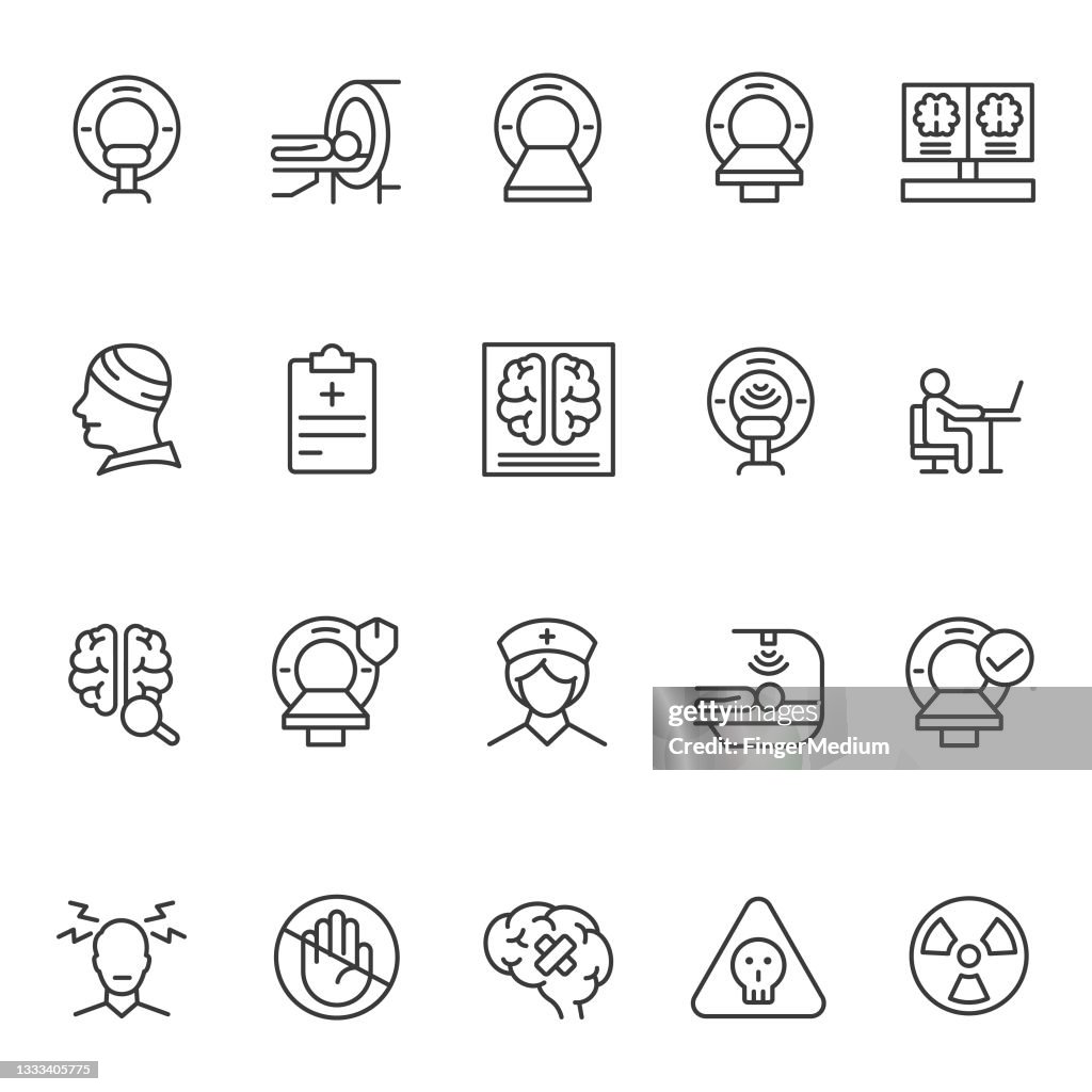 Conjunto de iconos de tomografía computarizada
