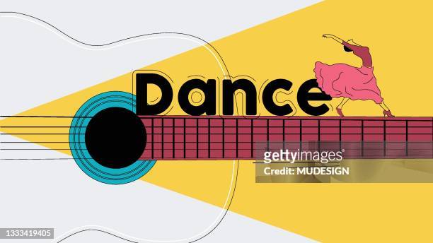 stockillustraties, clipart, cartoons en iconen met flamenco dance with guitar - latin music