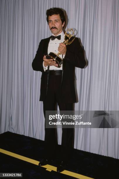 American actor Edward James Olmos in the 37th Annual Primetime Emmy Awards press room, at the Pasadena Civic Auditorium in Pasadena, California, 22nd...