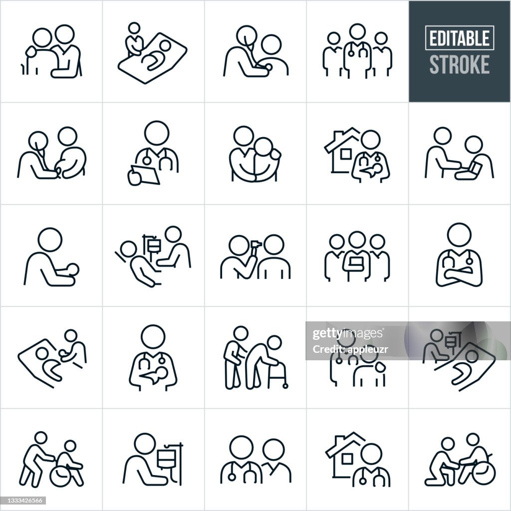 Nursing Thin Line Icons - Editable Stroke