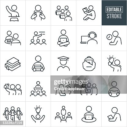 Education Thin Line Icons - Editable Stroke Education Thin Line Icons - Editable Stroke